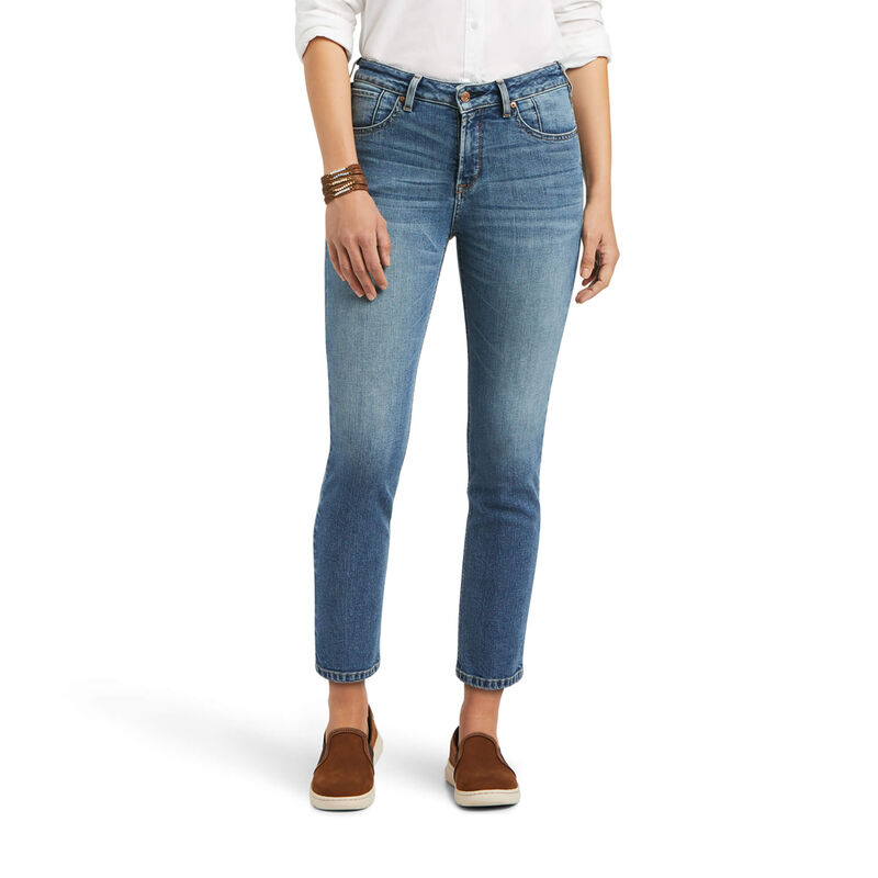 Pantalones Vaqueros Ariat Premium High Rise Straight Crop Azules Mujer - Chile 376-JAPQSF